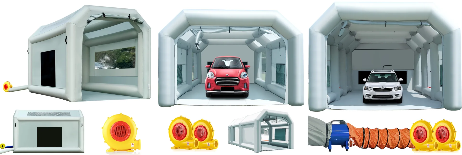 Portable, pop-up and collapsible inflatable paint booths