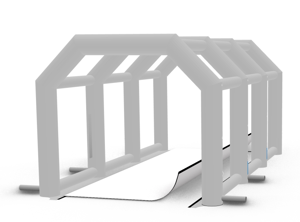 Model showing rail-cart access through the removable bottom