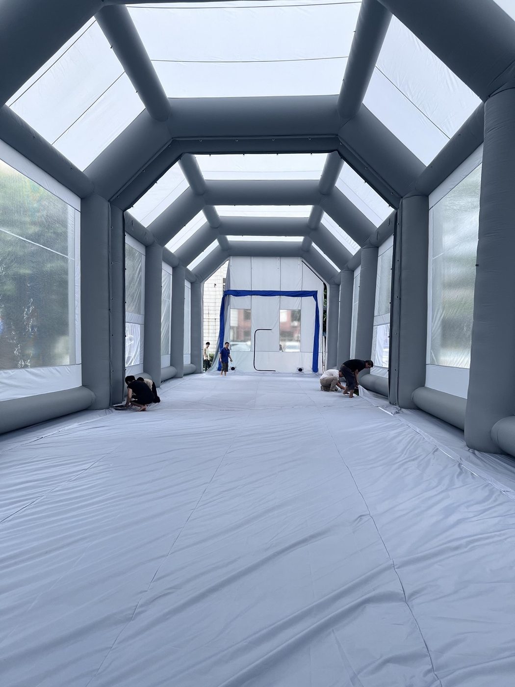 Interior inflated rib structure under test