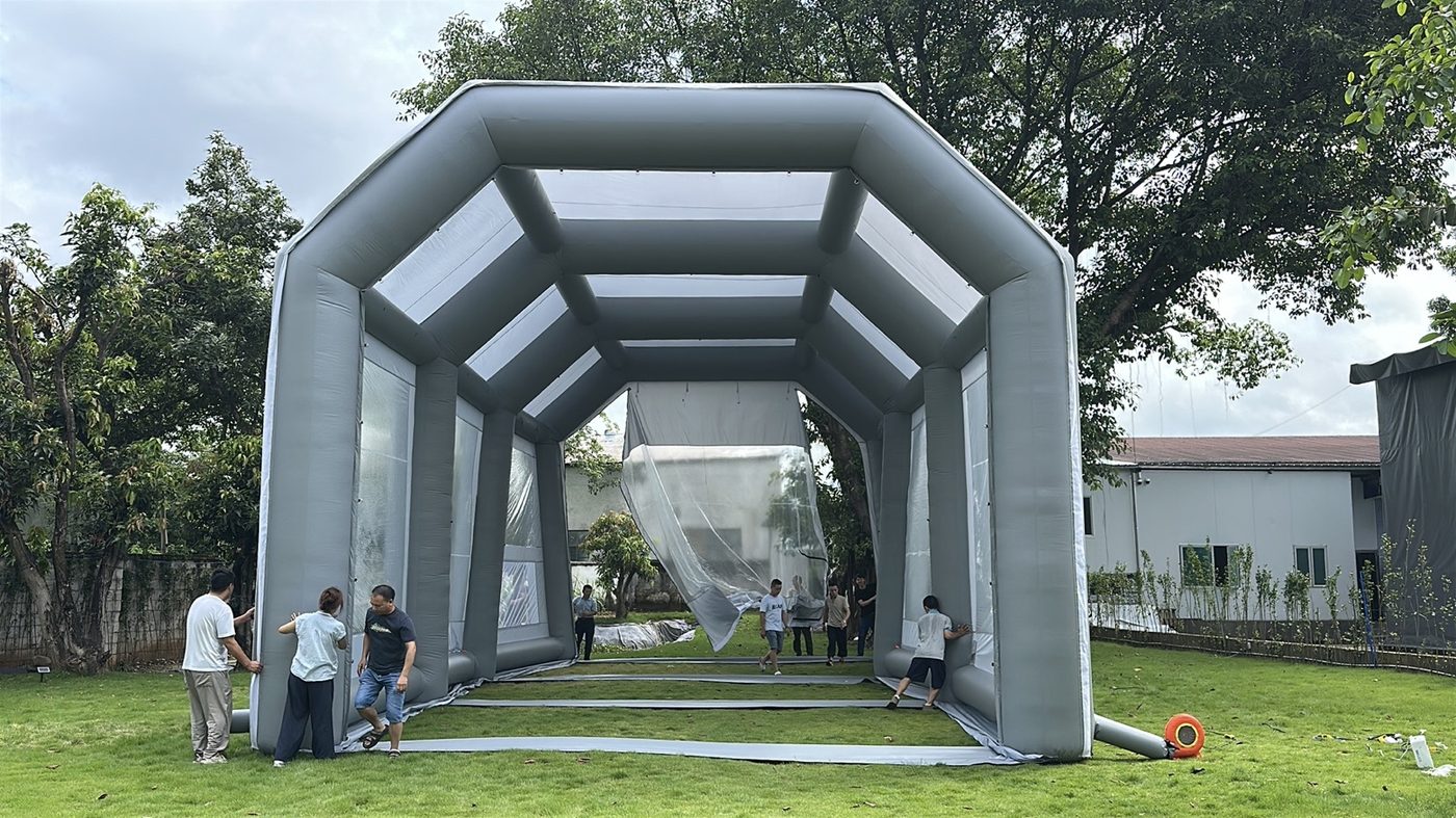 Entrance and door curtain rigged for testing