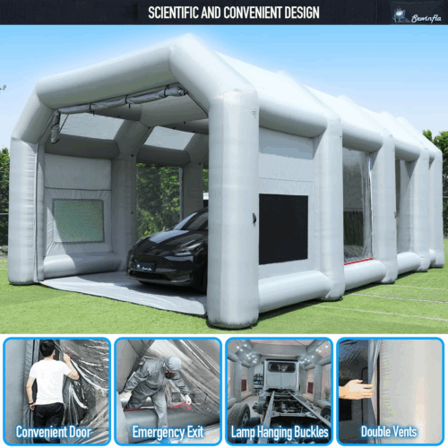 scientificand convenient design of 39x20x13ft inflatable paint booth